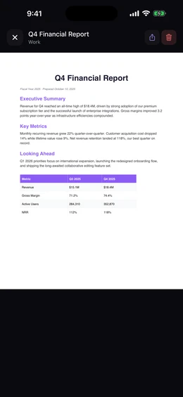 Built-in PDF viewer displaying a multi-page document with toolbar controls